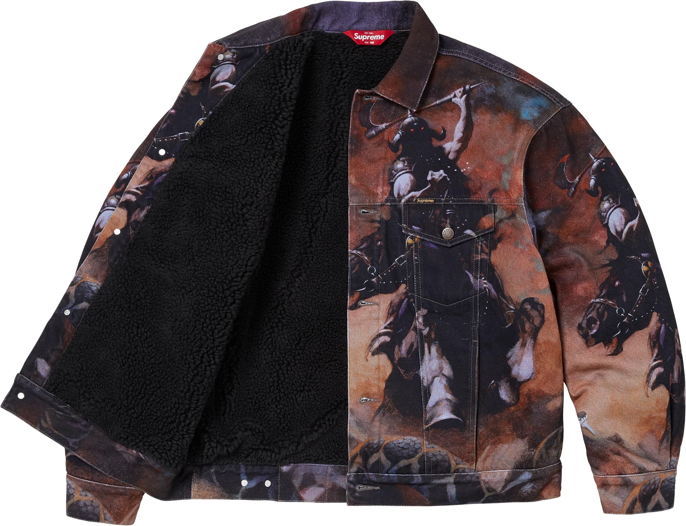 Supreme/Frank Frazetta Faux Shearling Lined Trucker Jacket view 3